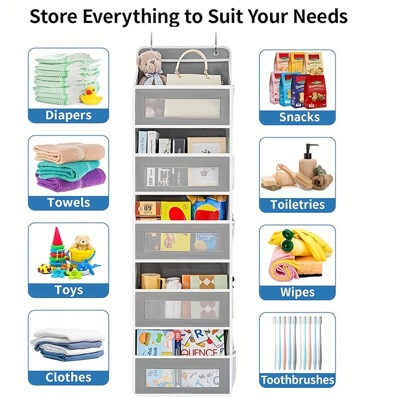 5-Shelf Hanging Storage Organizer - Behind Door, Anti-Tilt, 5 Large Capacity Pockets, Suitable for Bedroom, Bathroom, Food Pantry, Perfect for Halloween and Christmas Gift
