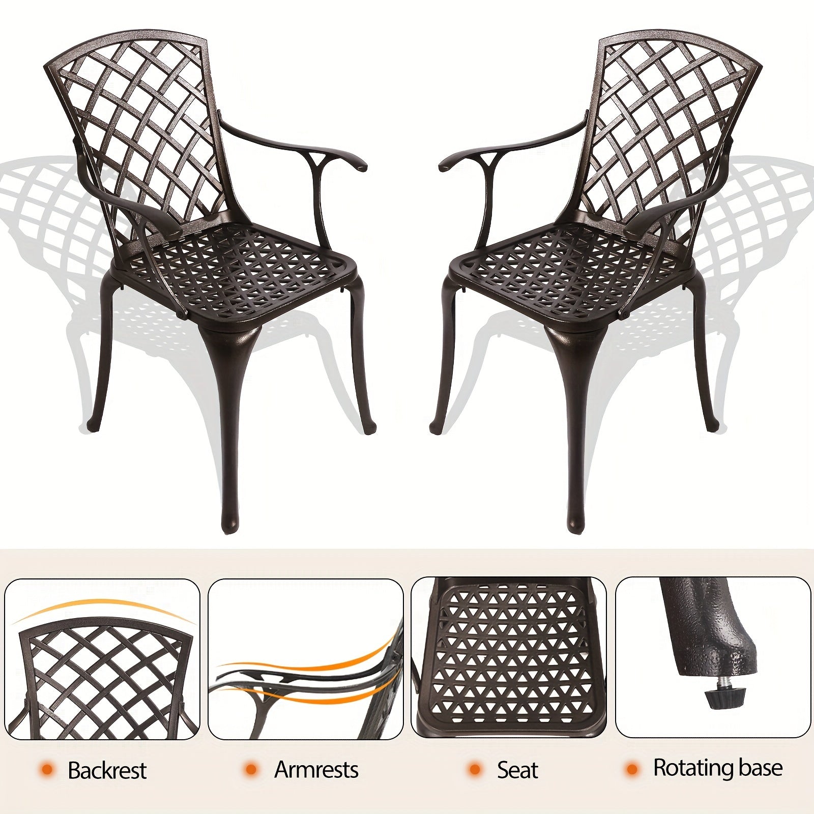 5 Piece Outdoor Patio Dining Set Cast Aluminum Patio Furniture Set Conversation Set For Backyard Garden Deck Poolside