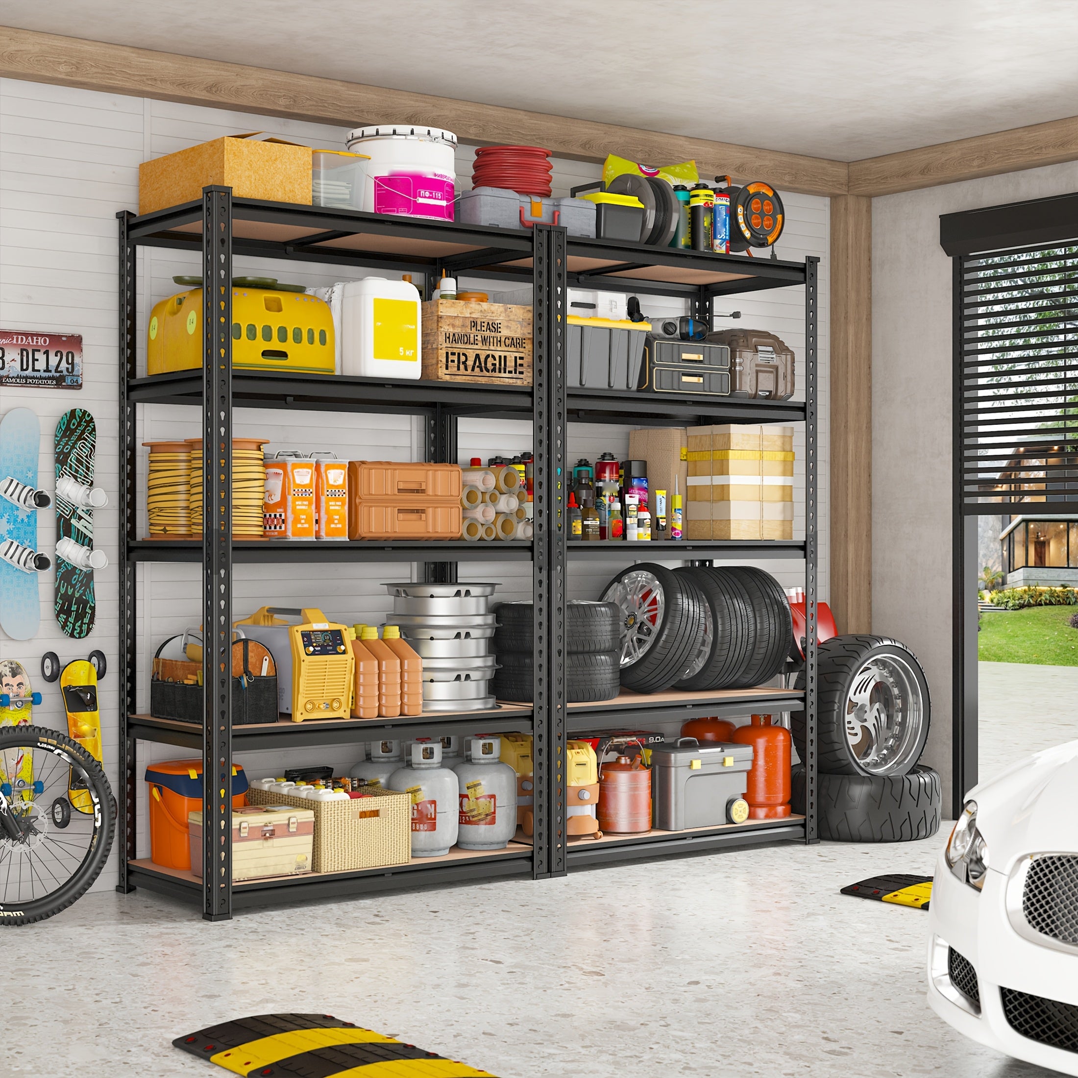 35.5"W X72"H X 15.8"D 5 Tier Metal Shelves for Garage Shelves, 2000LBS Garage Shelving 72''H Storage Shelves Heavy Duty Shelving, Adjustable Shelving Unit for Basement Pantry Utility Rack Shelf, Standing Shelf