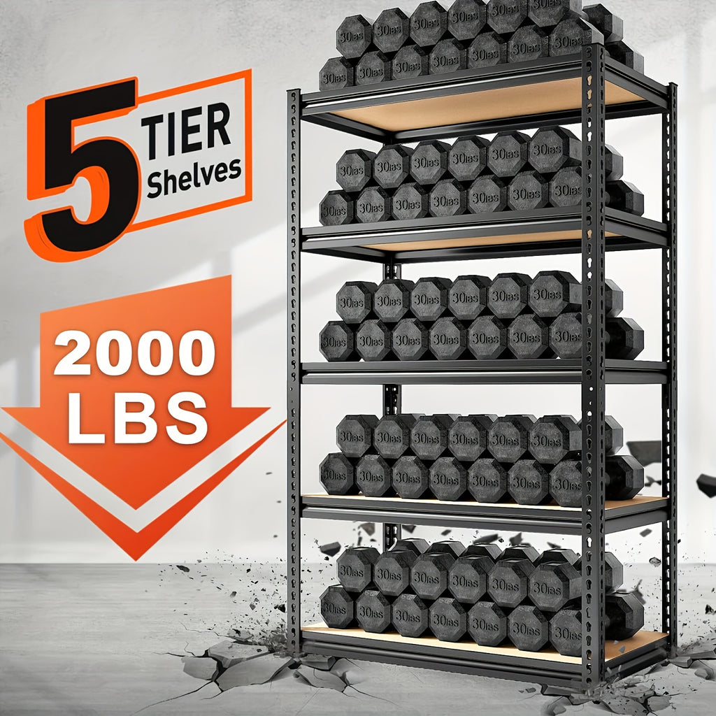 2000LBS Garage Shelving 72''H Storage Shelves Heavy Duty Shelving 5 Tier Metal Shelves For Garage Shelves 35.5"W X72"H X 15.8"D, Adjustable Shelving Unit For Basement Pantry Utility Rack Shelf