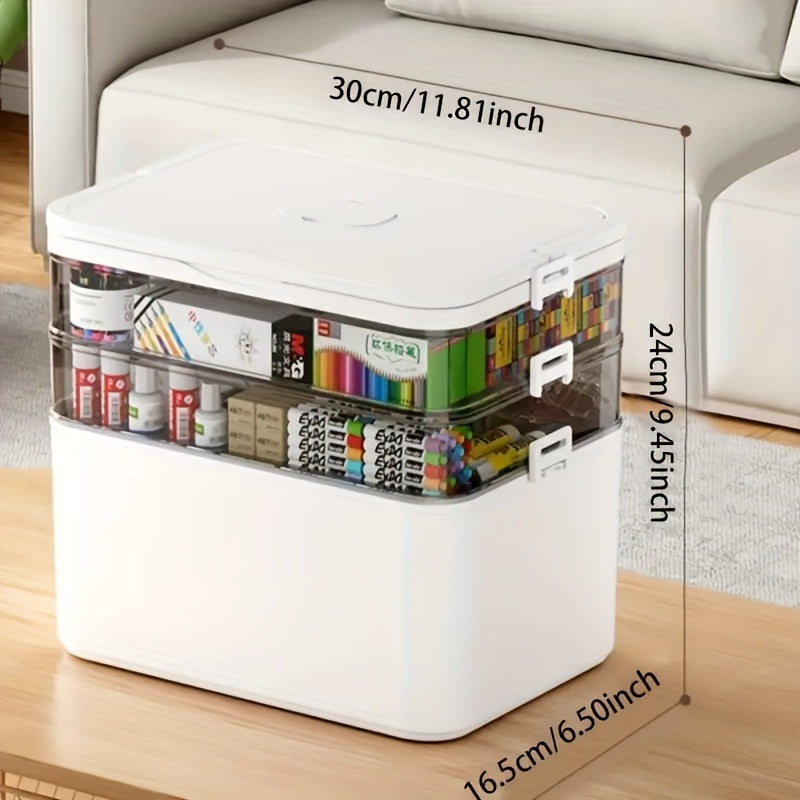 A Multifunctional Plastic Storage Box with a Handle - No Assembly Required, Perfect for Organizing Sewing Tools, Medications, Hair Accessories, Art Supplies, Medical Storage, Cosmetics, And Toys - a Home Storage Solution, Sho