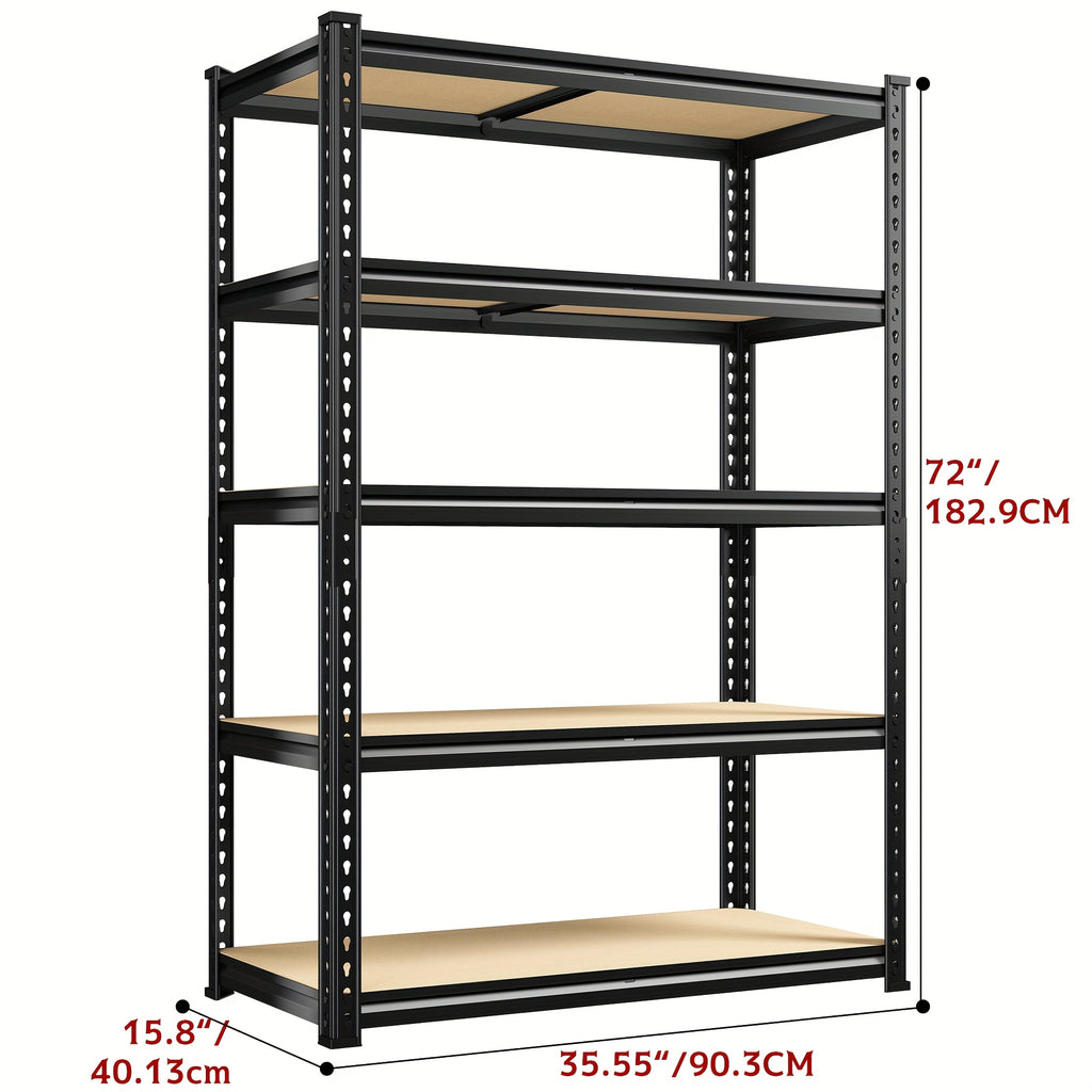 72" H Storage Shelves 2000LBS Garage Shelving Heavy Duty Shelving 5 Tier Metal Shelves for Garage Shelves 35.5"W X72"H X 15.8"D, Adjustable Shelving Unit for Basement Pantry Utility Rack Shelf, Office
