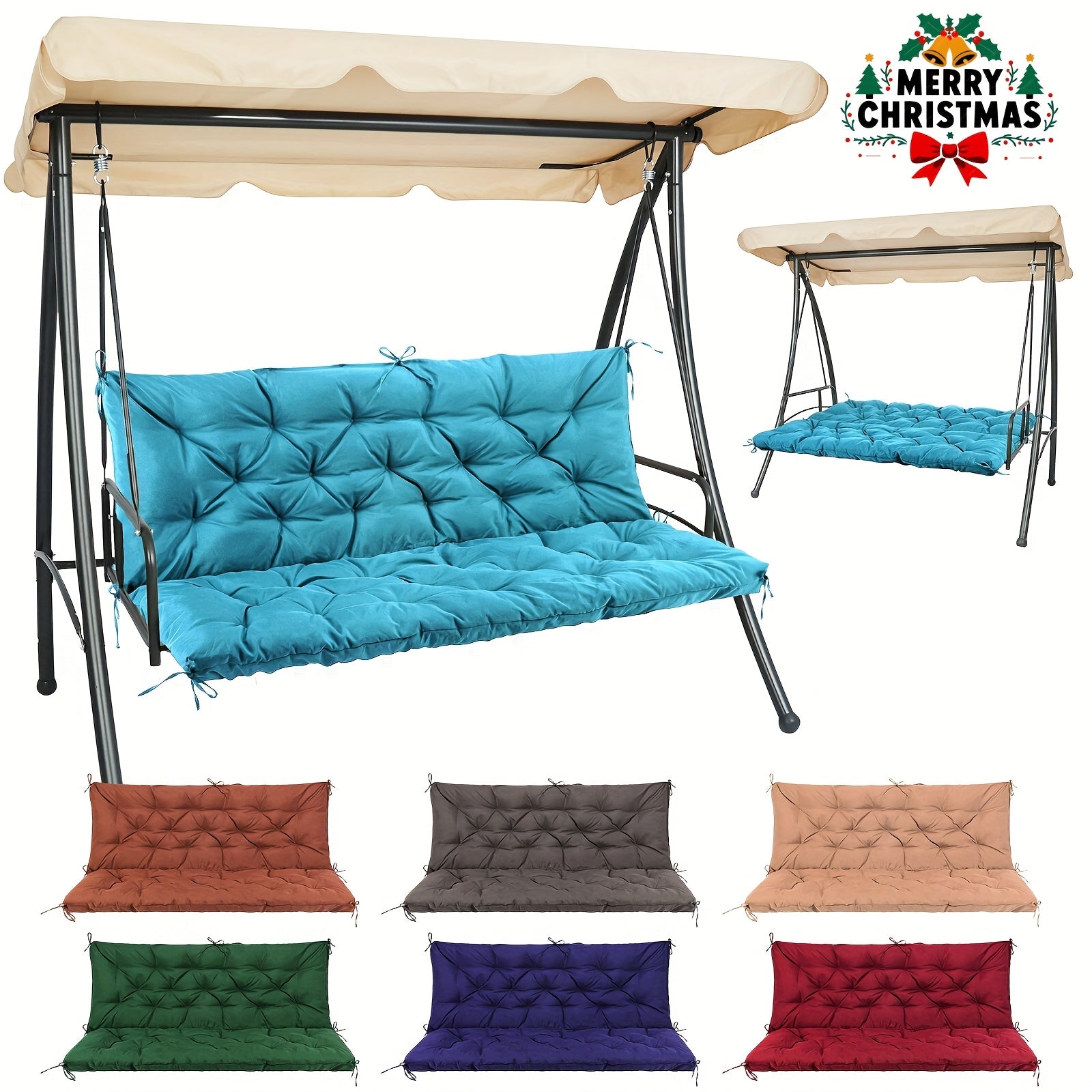 Cushions for a Porch Swing Measuring 60X40 Inches, Designed for Patio Furniture with Straps And a Backrest, Featuring a Thickness of 5 Inches. These Are Suitable for Outdoor Christmas Decorations And Make Great Gifts, Perfect