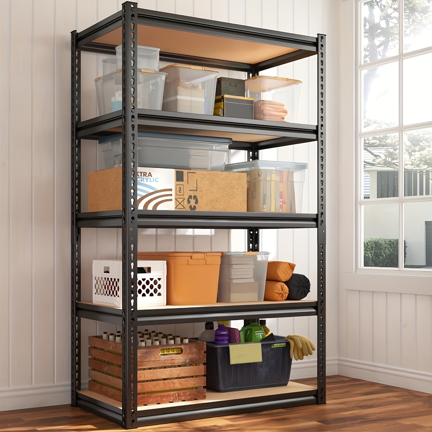 2000LBS Garage Shelving 72''H Storage Shelves Heavy Duty Shelving 5 Tier Metal Shelves For Garage Shelves 35.5"W X72"H X 15.8"D, Adjustable Shelving Unit For Basement Pantry Utility Rack Shelf