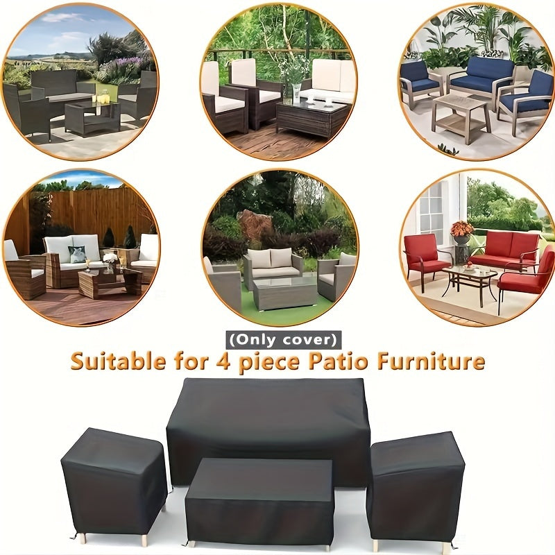 4pc Heavy Duty Waterproof Patio Furniture Covers Set, 210D Oxford Cloth Outdoor Furniture Protector for All-Weather Protection - Black-Ideal for Halloween, Christmas & Thanksgiving Gifts