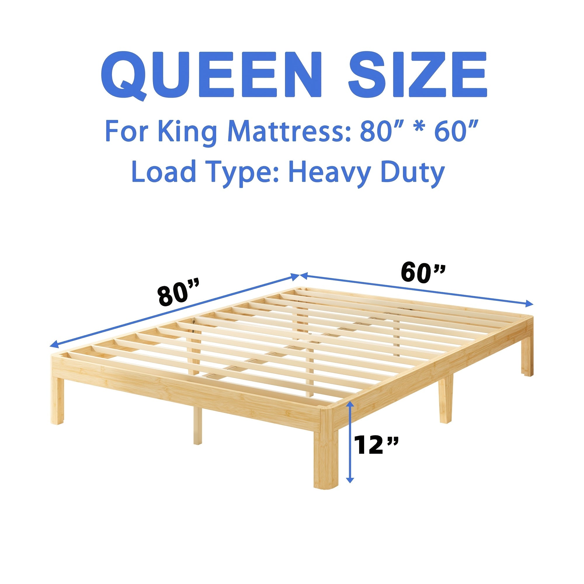 COMASACH Heavy Duty Bamboo & Metal Platform Bed Frame - 14 Inch High No Box Spring Required, Rustic Modern Design with Underbed Storage, Noiseless Sturdy Construction, High-Quality Aseptic Bamboo & Metal, Easy Assembly Bed Ba