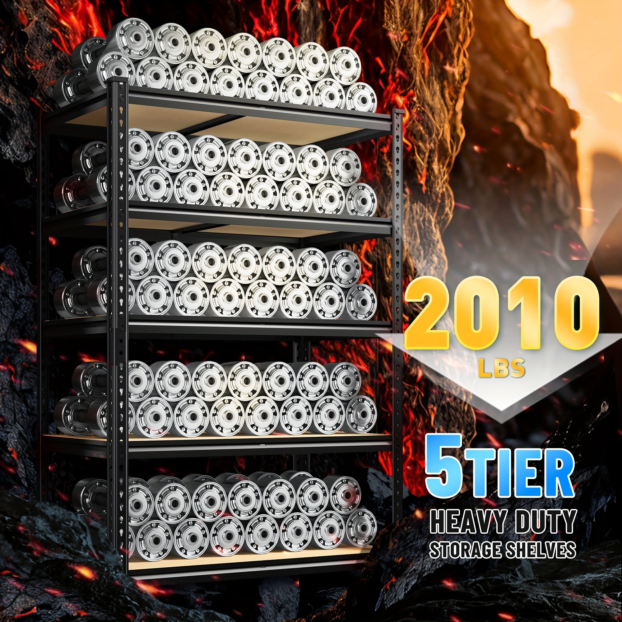 72" H Storage Shelves 2000LBS Garage Shelving Heavy Duty Shelving 5 Tier Metal Shelves for Garage Shelves 35.5"W X72"H X 15.8"D, Adjustable Shelving Unit for Basement Pantry Utility Rack Shelf, Office