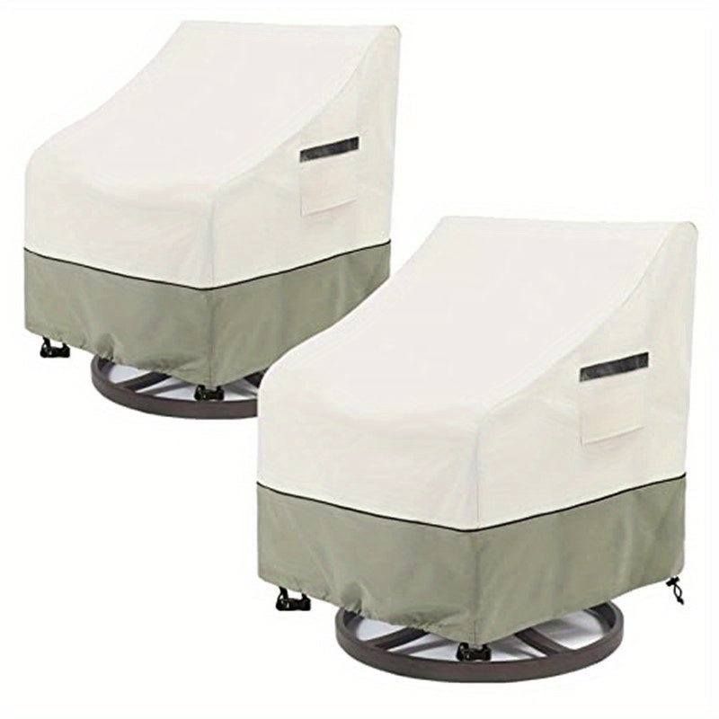 2 Packs Swivel Lounge Chair Covers - Waterproof Heavy Duty Patio Furniture Set Covers with White and Brown Color, 33"x35"x38.5" Size
