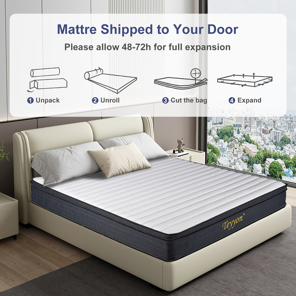 Christmas10/12/14 Inch FULL Size Mattresses In A Box, Memory Foam Hybrid White & Black Mattress with Provide Support, Pressure Relief, Medium Firm,, Furniture, Bed, Furniture, Bedroom Furniture, Home Furniture, Mattress