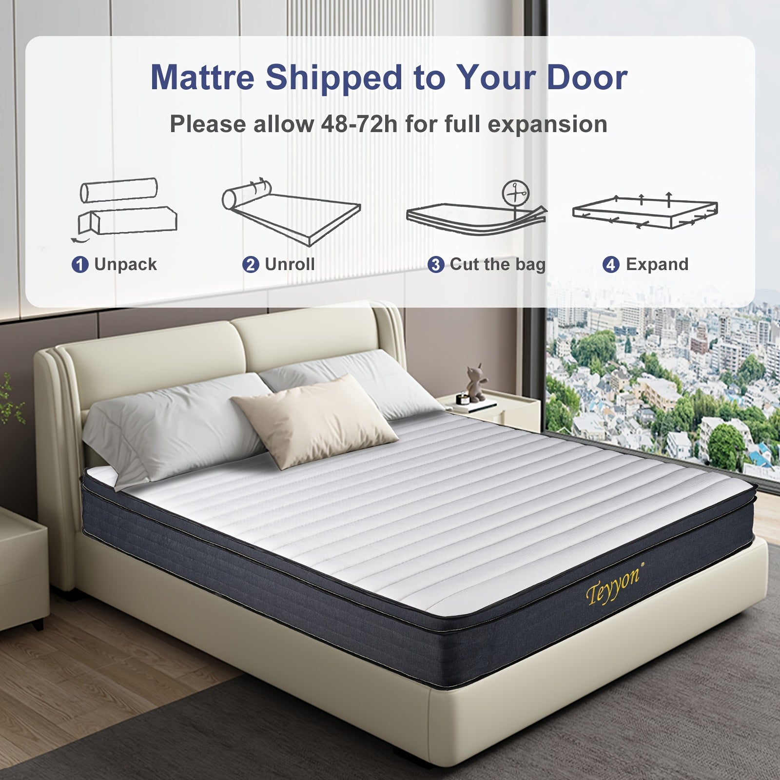 Christmas10/12/14 Inch FULL Size Mattresses In A Box, Memory Foam Hybrid White & Black Mattress with Provide Support, Pressure Relief, Medium Firm,, Furniture, Bed, Furniture, Bedroom Furniture, Home Furniture, Mattress