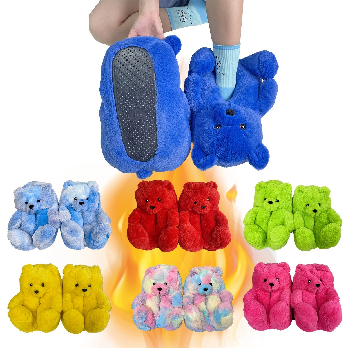 Cozy Women's Plush Slippers with Waterproof Soles - Cute Bear Design, Soft Microfiber, Indoor/Outdoor Comfort Footwear, Available in Multiple Colors, House Slippers