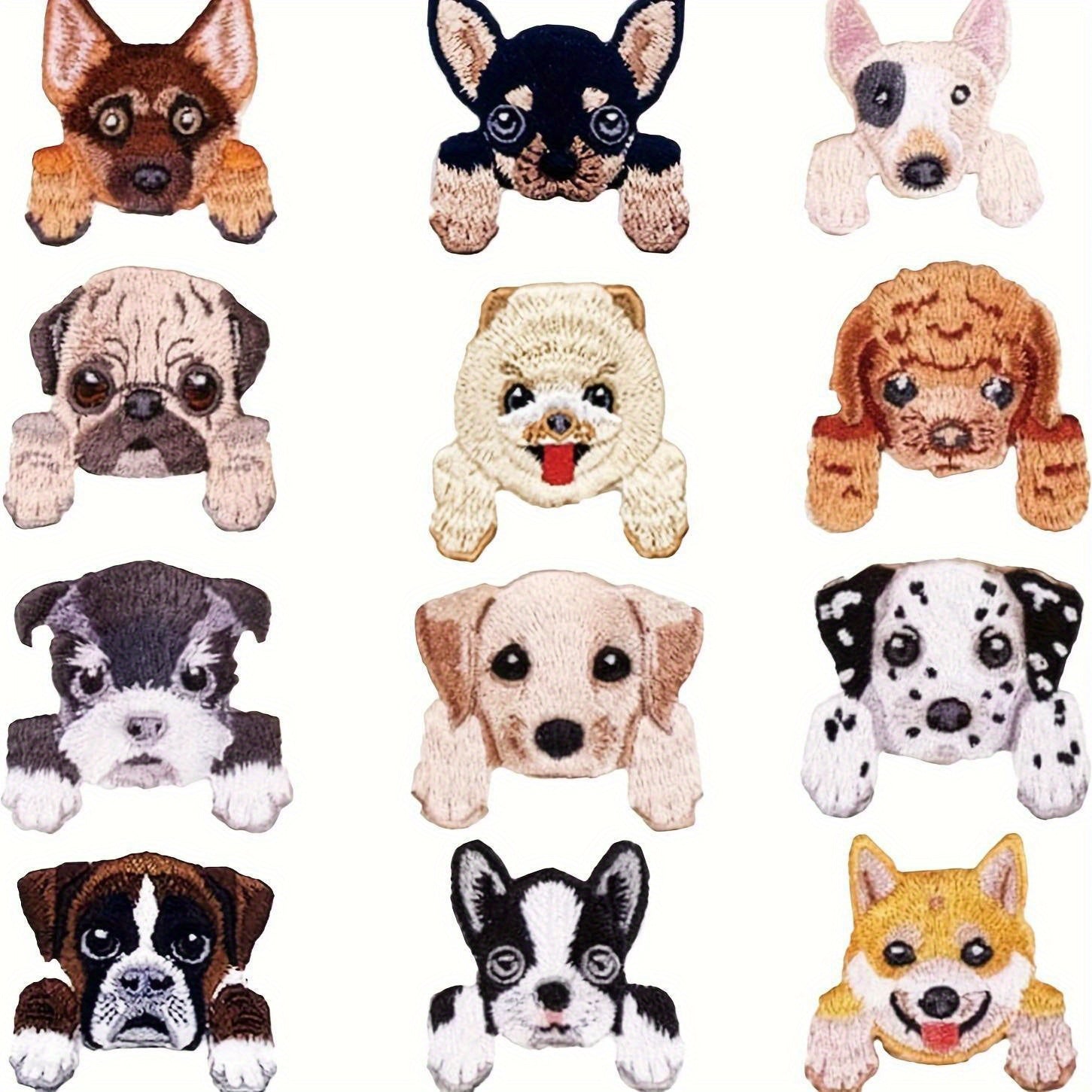 12pcs Adorable Dog Embroidered Patches, Assorted Iron-On/Sew-On Appliques for DIY Denim Jackets, Jeans, Shoes & Backpacks - Mixed Colors, Knitting Supplies