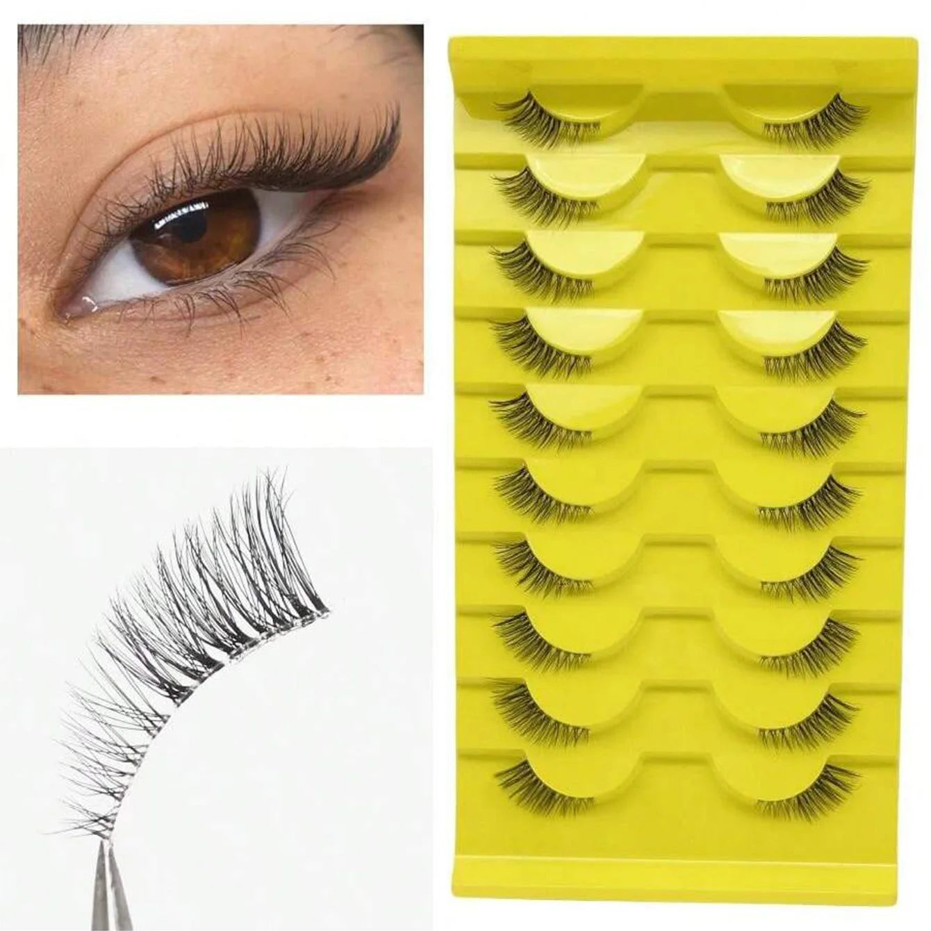 Ten pairs of half eye lashes, naturally soft and sweat-proof false eyelashes for novices and beginners