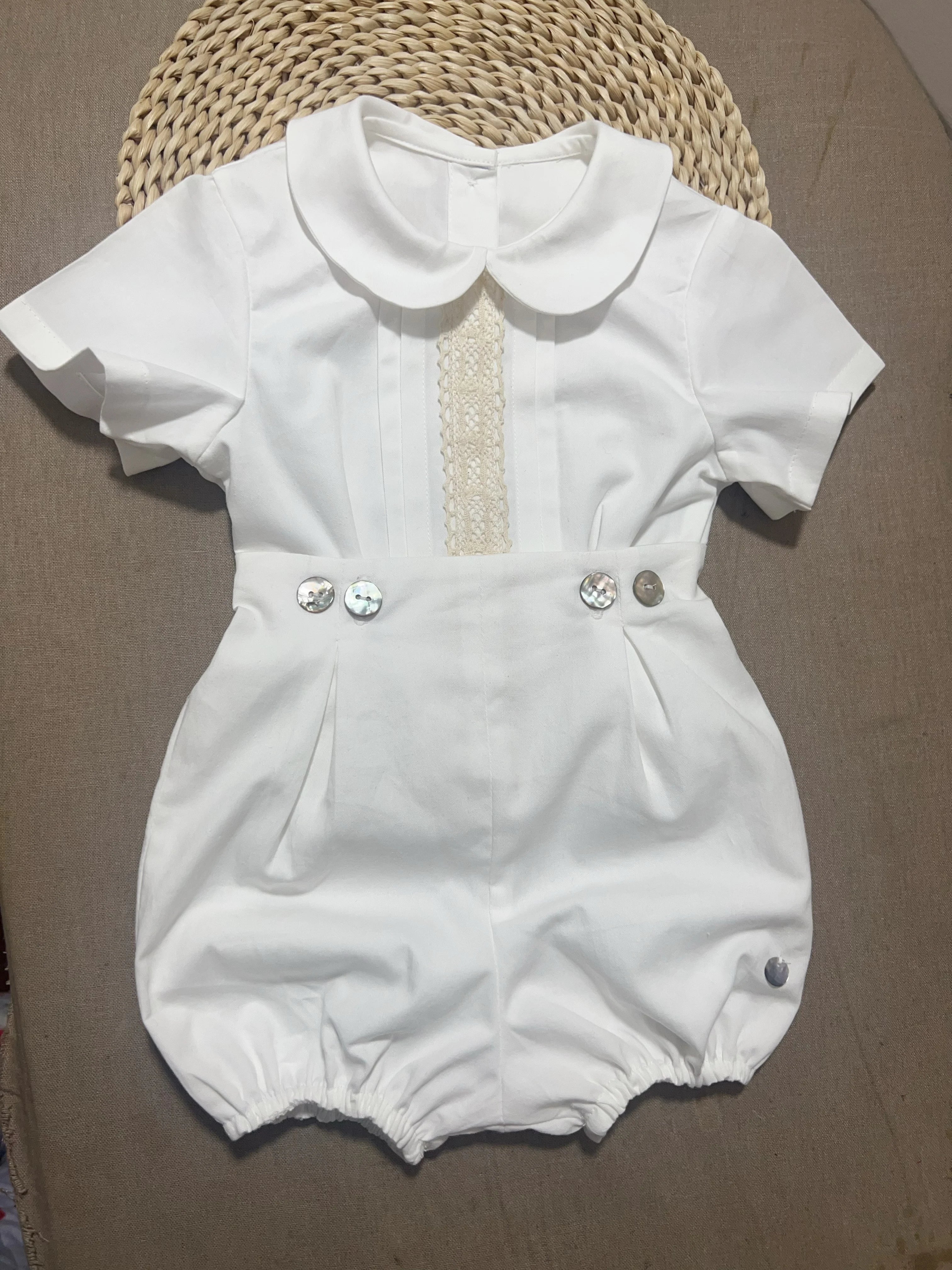 Spanish Baby Boy Clothes Set Boutique Children Ivory Shirts  Shorts Infant Summer Outfits