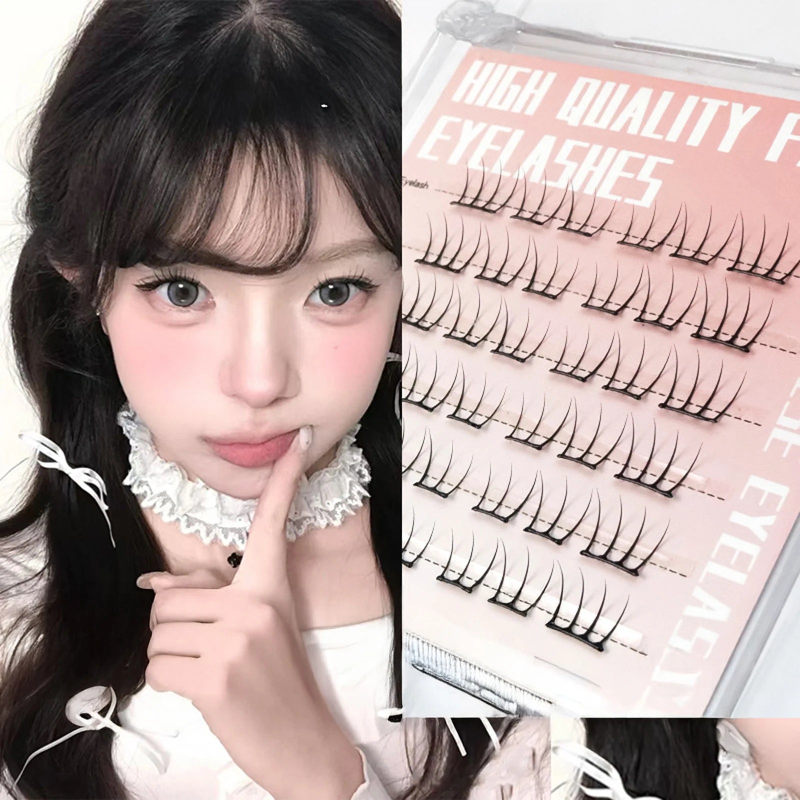 Natural Cosplay False Eyelashes No Glue Need Eyelash Clusters False Eyelashes for Eye-Lifting Effect DIY Makeup Use Makeup Tools