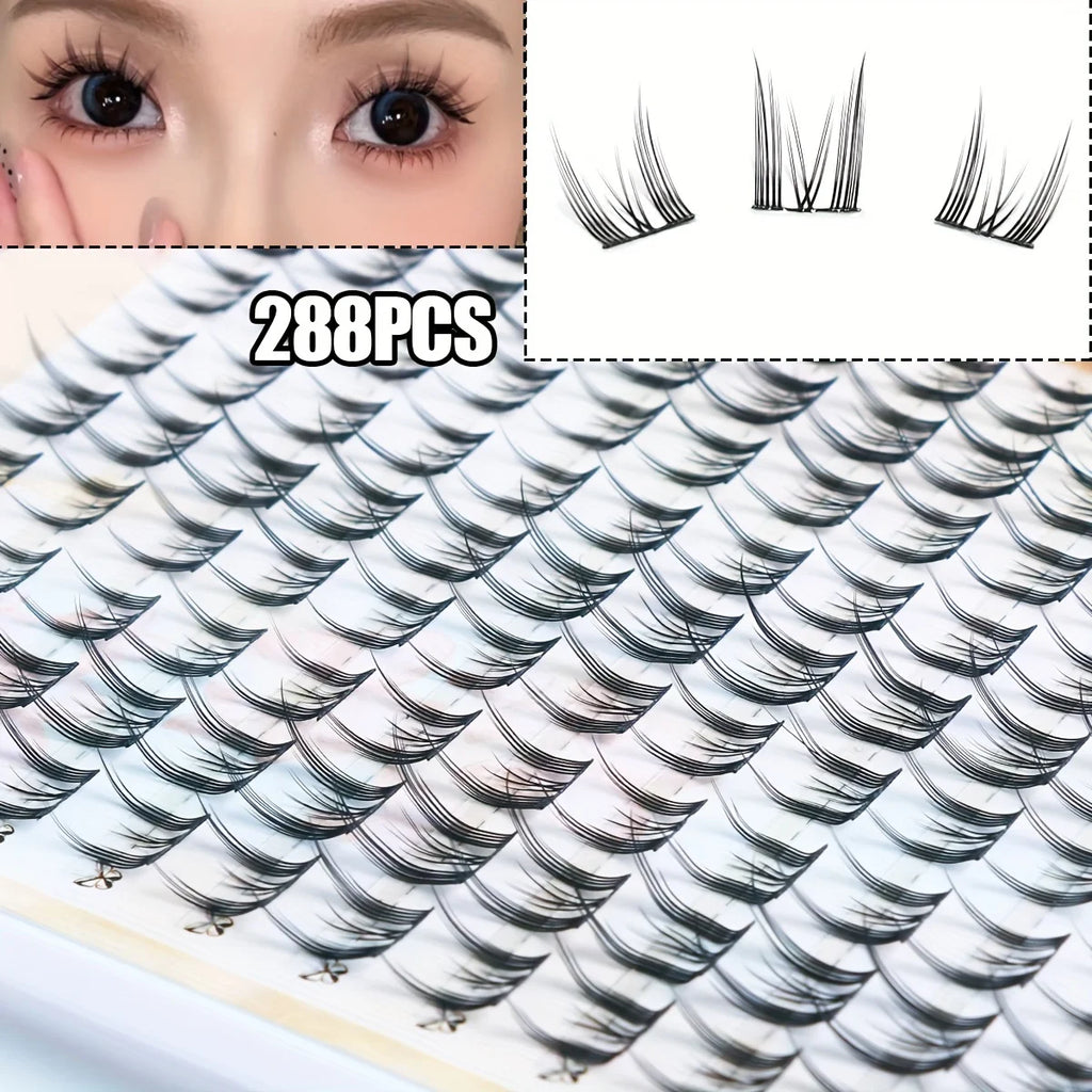 288 Large Eyelashes with Pointed Cat-Eye C-Curl 10-14Mm Eyelashes That Are Natural And Light Without Blinking to Enlarge