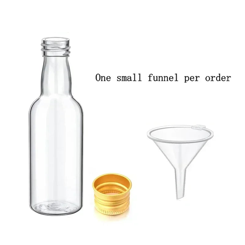 10Pcs 30ml-150ml Plastic Liquor Bottles W/ Aluminum Cap Reusable Travel Juice Container For Wedding Party Gifts DIY Decorating
