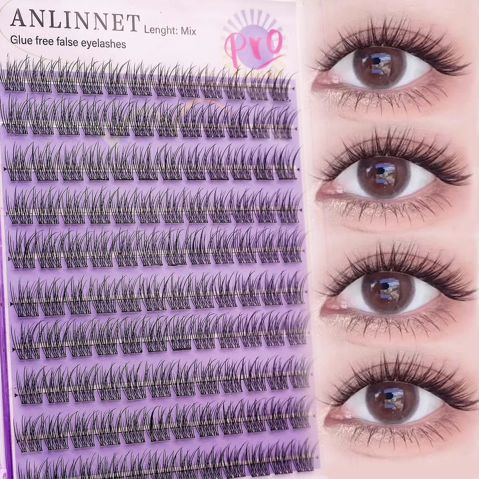 Self Adhesive DIY Lashes 100-120 clusters Sunflower style self-adhesive false eyelashes 10-13mm Curl Eyelash extensions