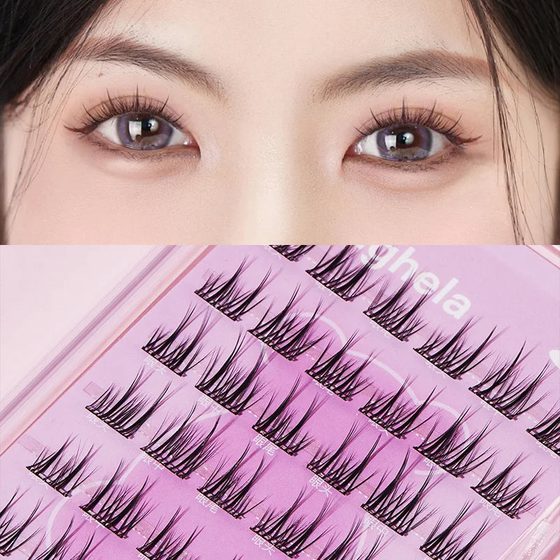 Menghela Glue-Free False Eyelashes: Solar-Flower Style - Easy-to-Apply Segmented Clusters for Beginners, Fairy-Like Lashes for W