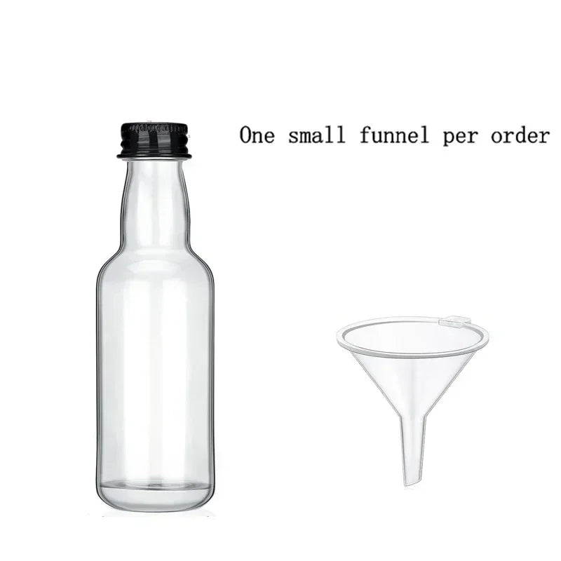 10Pcs 30ml-150ml Plastic Liquor Bottles W/ Aluminum Cap Reusable Travel Juice Container For Wedding Party Gifts DIY Decorating