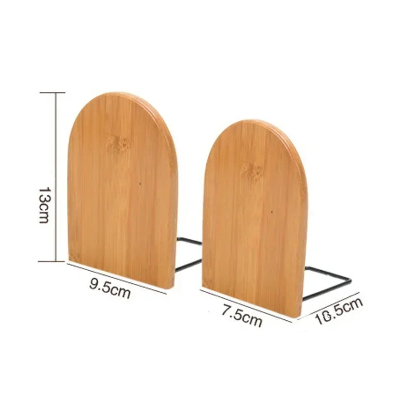 Desktop Bookend Holder Office School Supplies Accessory Stationery Bookends for Magazine Simple Style Wood Iron Book End Shelf