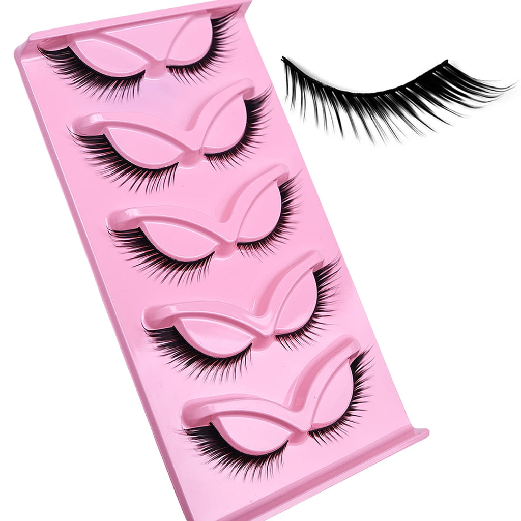 5 Pairs Cat Eye Lashes Long Lashes Cat Eye Look Wispy Lashes Eye End Elongated Strip Thick False Eyelashes