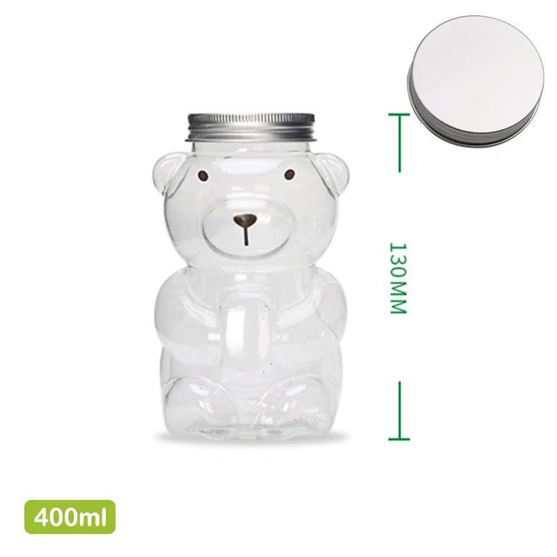Disposable Drink Bottles Juice Storage Bottles Beverage Milk Tea Bottles Cute Bear Juice Drink Milk Tea Sealed Bottle