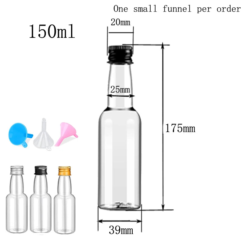 10PCS 30ML-150ML Portable Plastic Juice Bottles Reusable Drink Container Mini Liquor Bottle For Favors Weddings Parties Favors