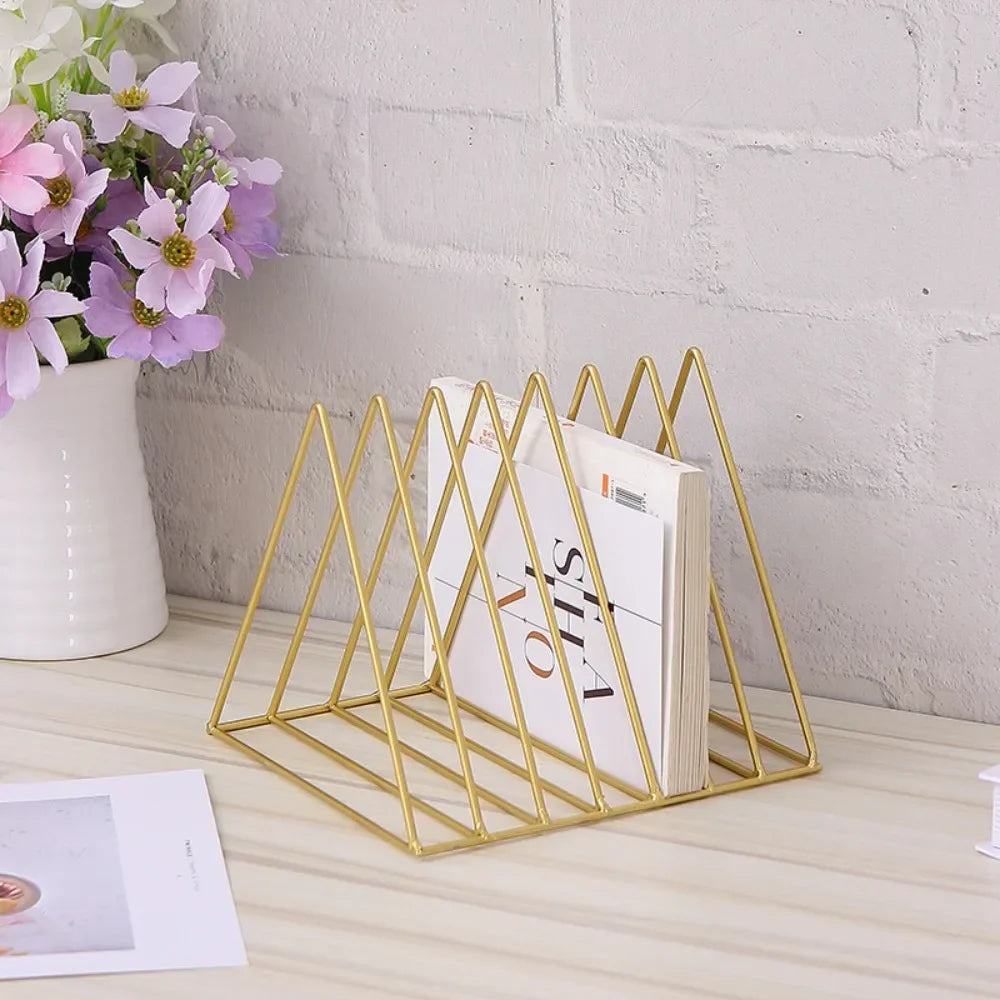 Book Storage Rack Black Newspapers Magazines Stand Student Stationeres Organizer Desktop Iron Book Shelf Vinyl Records Holder