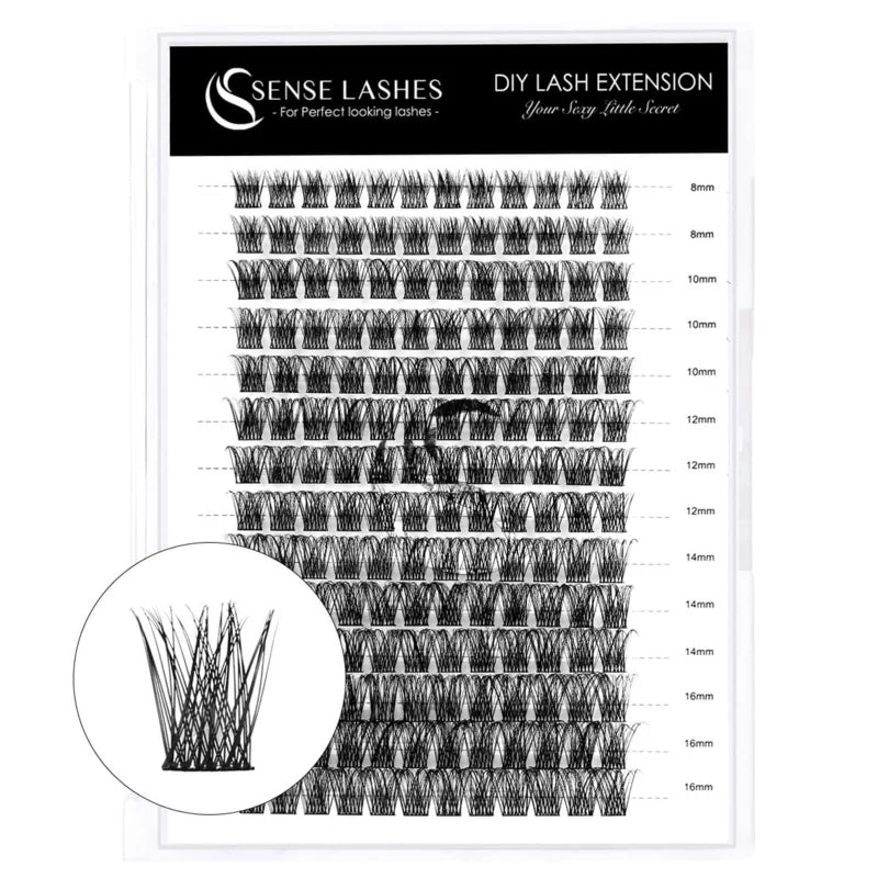 SENSE LASHES DIY 168 Cluster Lashes 14 Rows Segmented Beam Natural D Curl Individual Mink Eyelashes Makeup Supplies