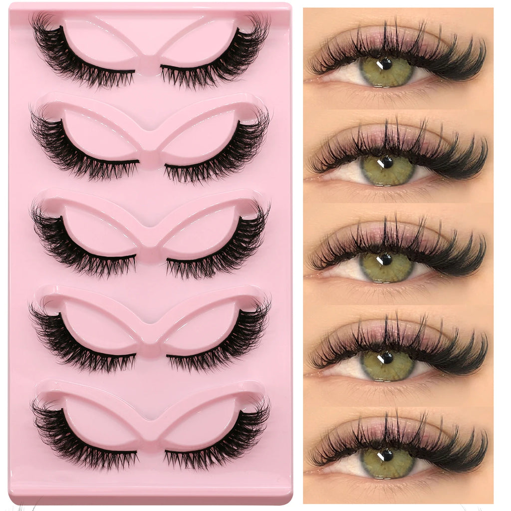 Veltrinay False Eyelashes Cat Eye Lashes Manga Lashes Faux Mink Eyelashes Natural Long Winged End Eye Elongated Lashes Makeup