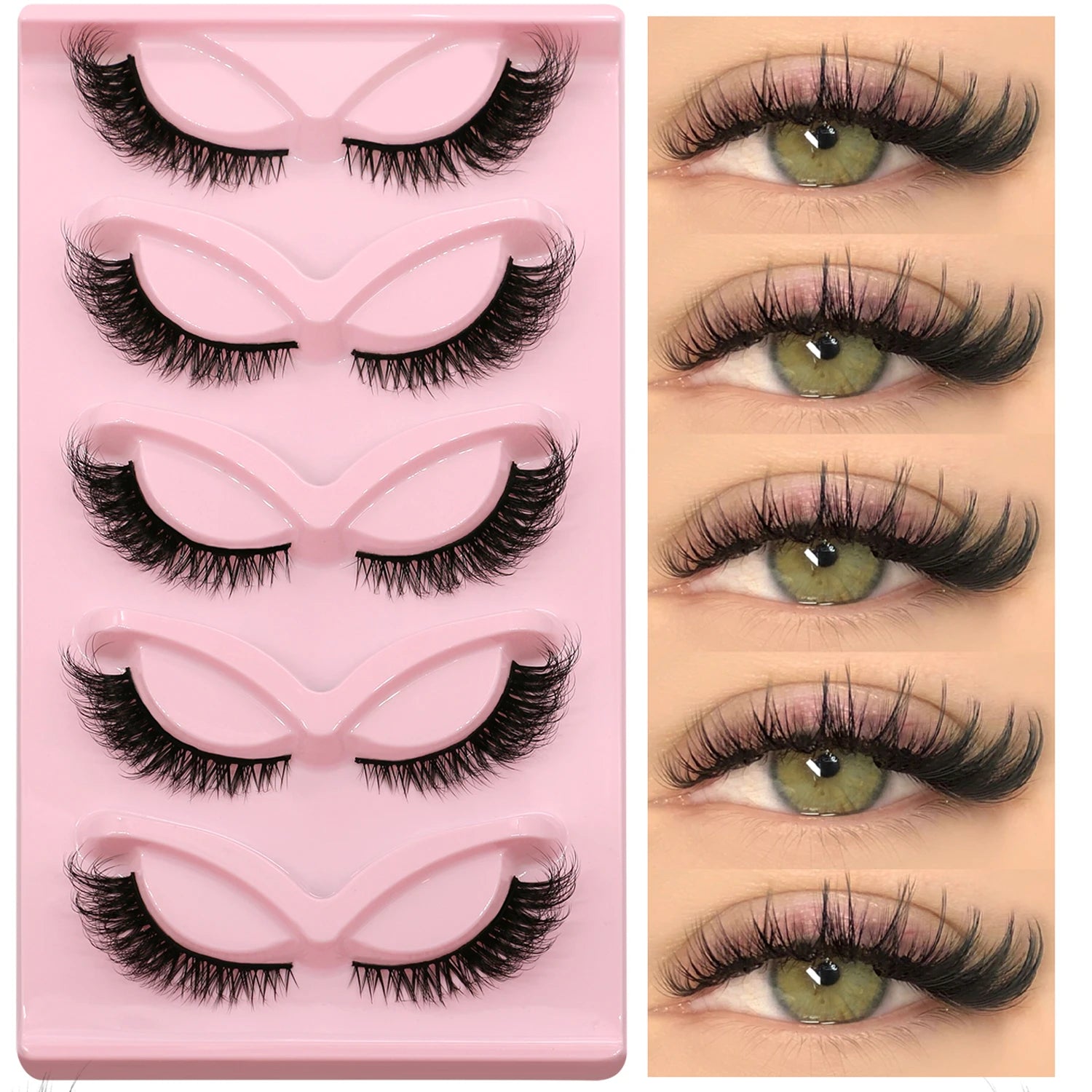 Veltrinay False Eyelashes Cat Eye Lashes Manga Lashes Faux Mink Eyelashes Natural Long Winged End Eye Elongated Lashes Makeup
