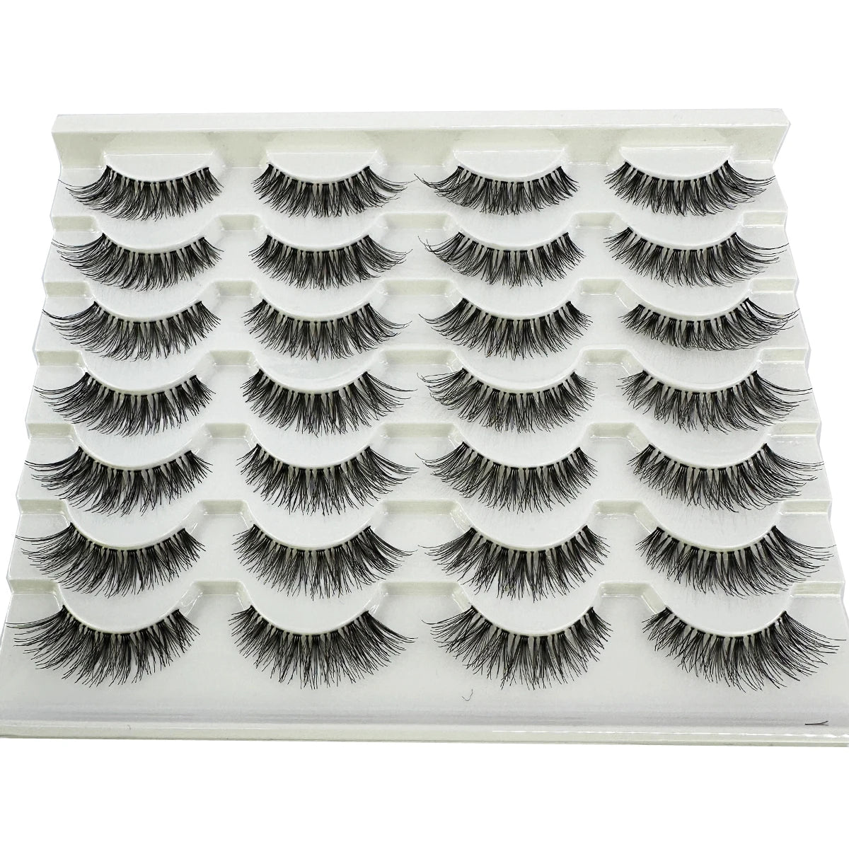 New Cat Eye Lashes Natural Look Short Lashes Wispy with Clean Band 13mm Hand-Knotted Manga False Eyelashes 14Pairs