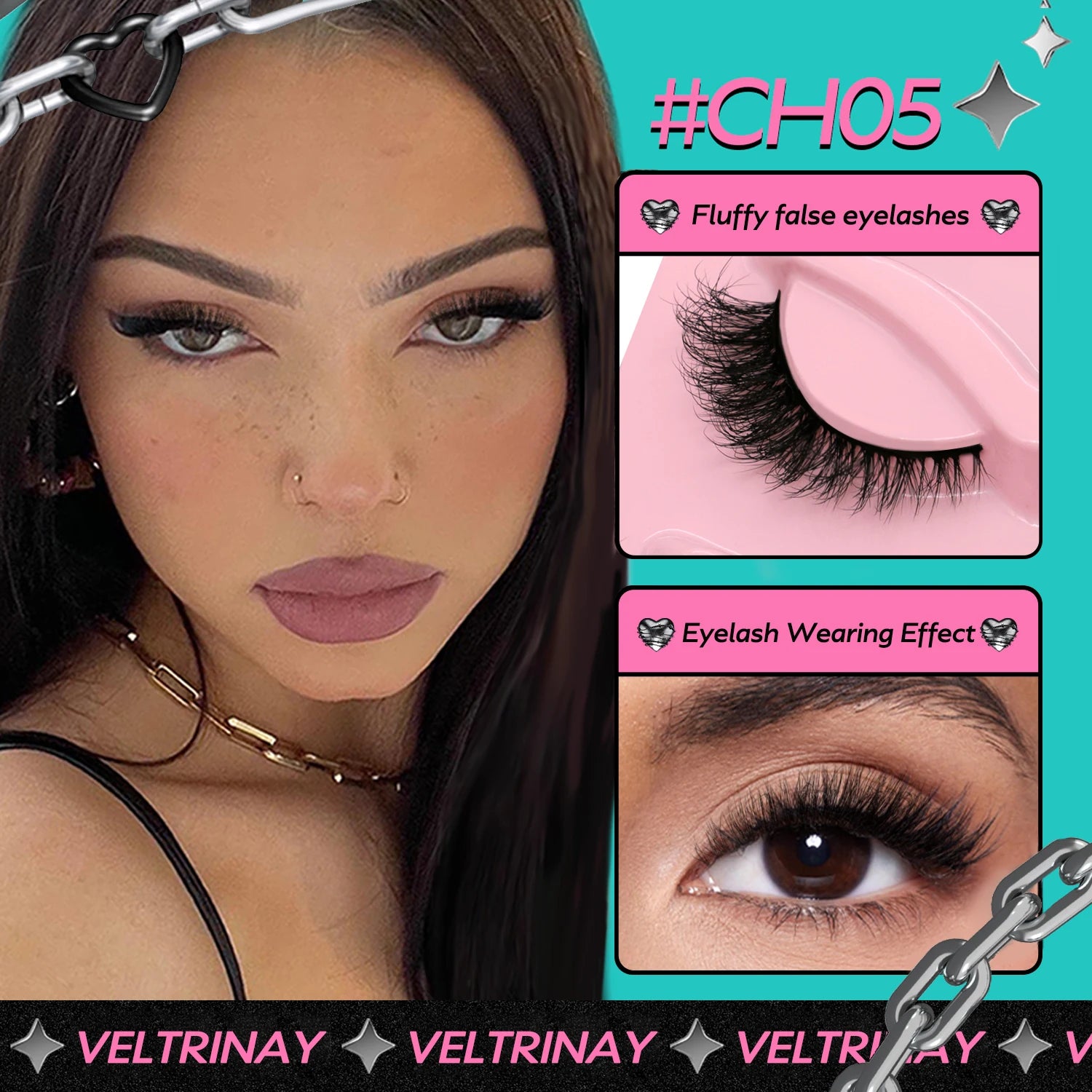 Veltrinay False Eyelashes Cat Eye Lashes Manga Lashes Faux Mink Eyelashes Natural Long Winged End Eye Elongated Lashes Makeup