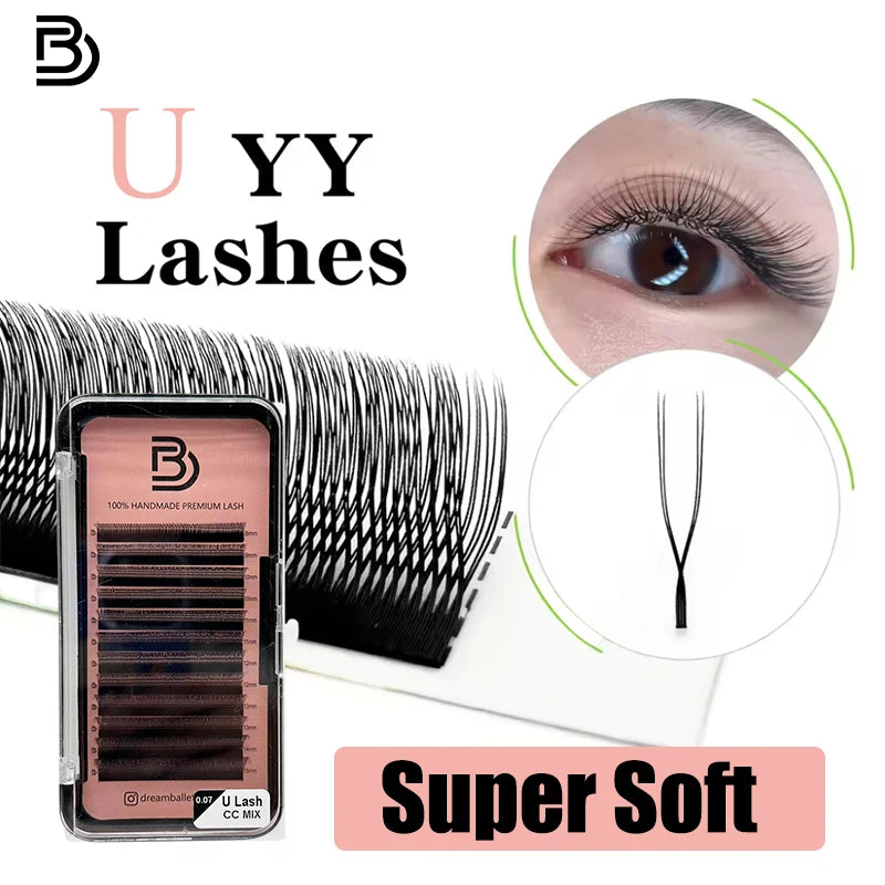 U Lash Shape Eyelashes Extensions U YY Lash Shaped Bloom Eye Lashes Natural Soft DIY Premade Fan Lash Extensions