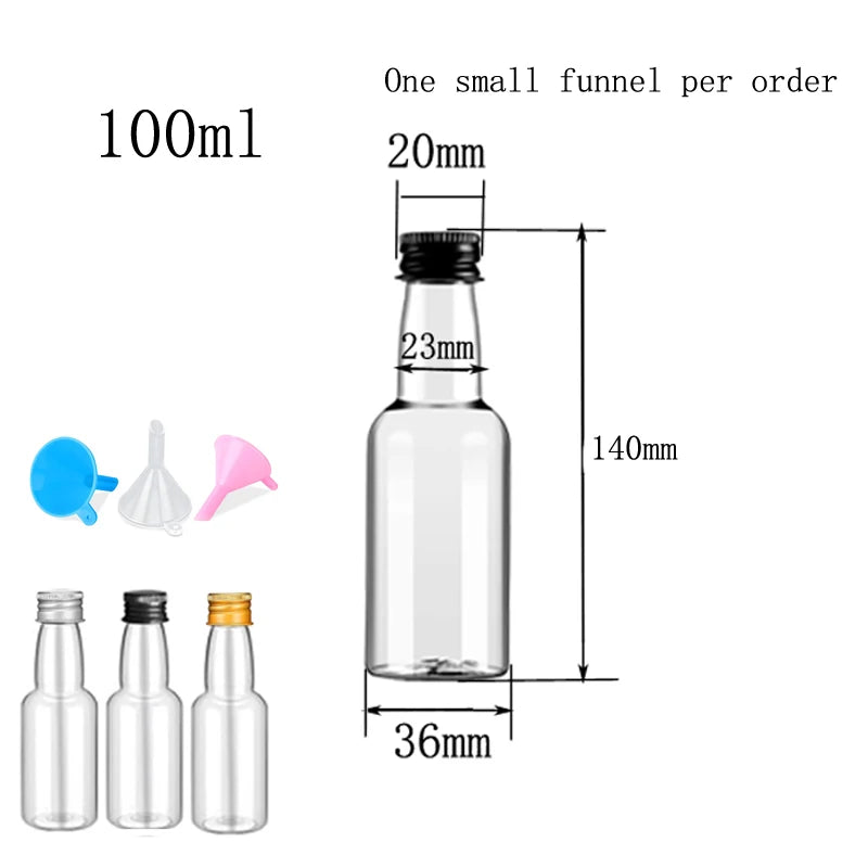 10PCS 30ML-150ML Portable Plastic Juice Bottles Reusable Drink Container Mini Liquor Bottle For Favors Weddings Parties Favors
