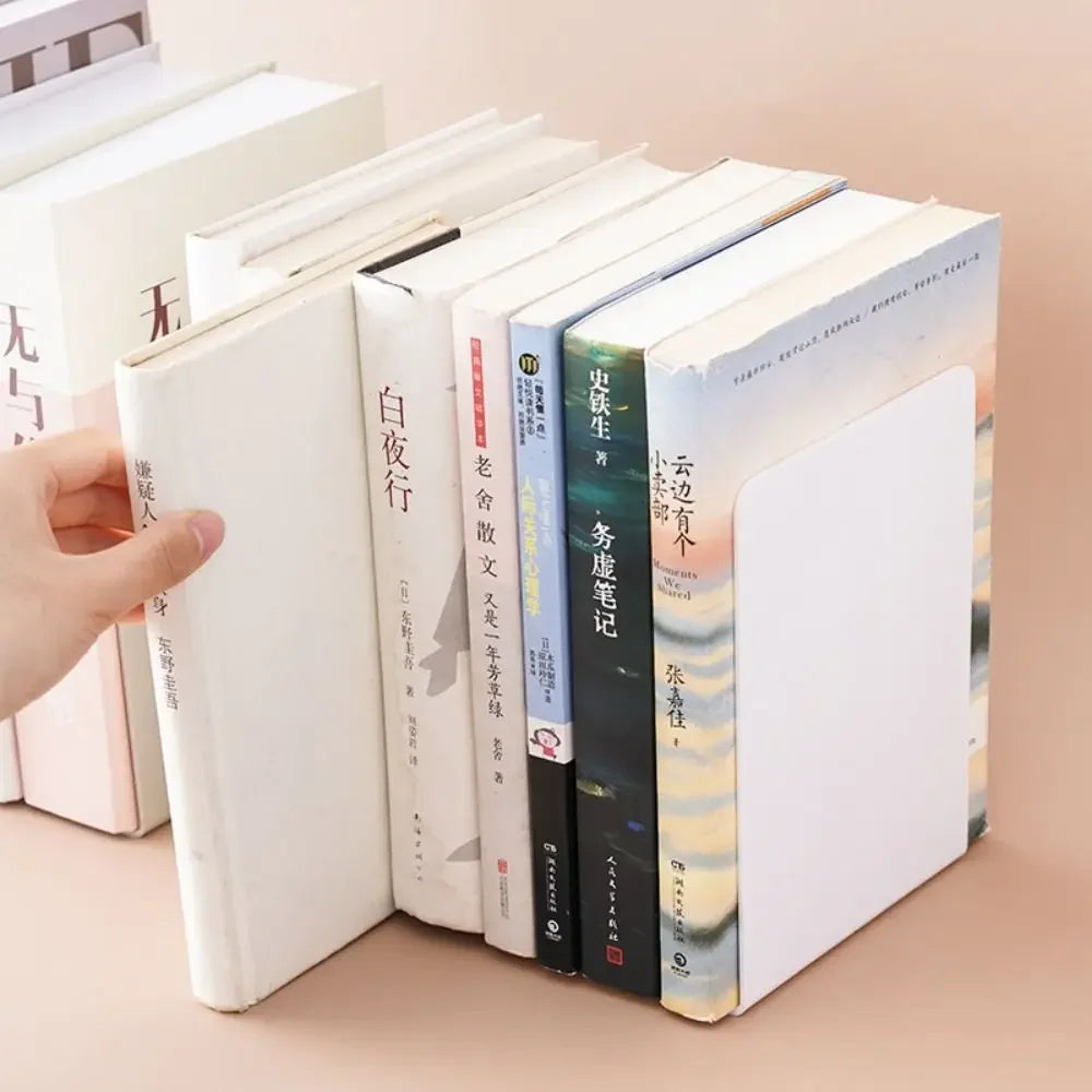 1 Pc Plastic L-Shaped Desk Bookends Durable Display Book Stand Simple Book Support Rack School Office Desktop Organizer