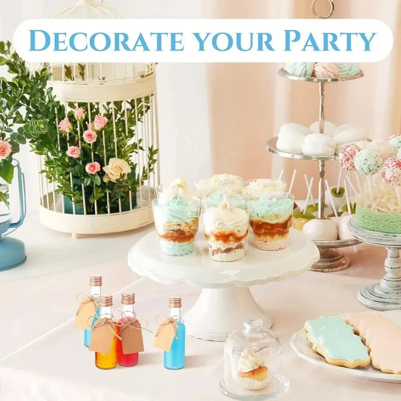 10/30/50/100Pcs Mini Plastic Wine Bottle Suit 1.7 Oz Portable Clear Juice Bottle Cereal Bottle Christmas Party Decorative Bottle