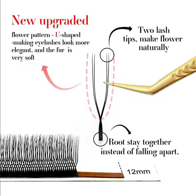 U Lash Shape Eyelashes Extensions U YY Lash Shaped Bloom Eye Lashes Natural Soft DIY Premade Fan Lash Extensions