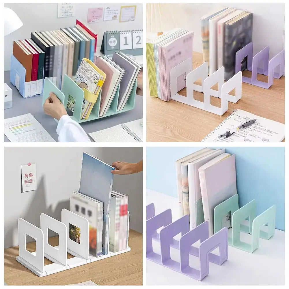 Four Sided Bookshelf Partition Book Clip Rack Book Baffle, Desktop Storage,Fixed Books,Creative Student Office Book Shelf