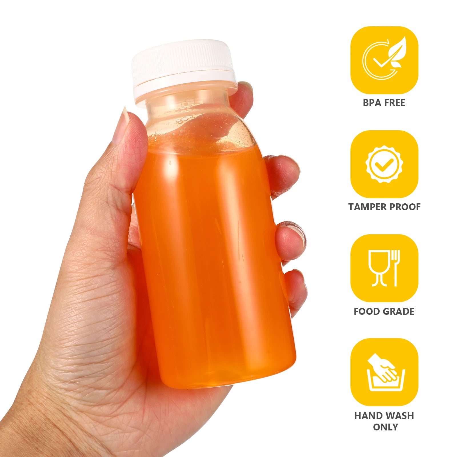 10pcs 200/250/300/350ml Plastic Juice Bottle Transparent Water Bottle PET Milk Beverage Bottle With Lid Camping Hiking Drinkware