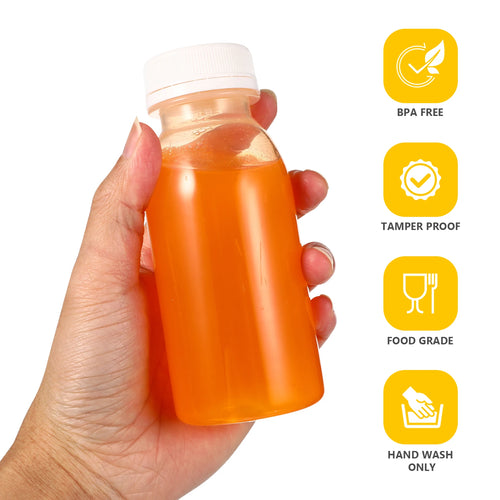 10pcs 200/250/300/350ml Plastic Juice Bottle Transparent Water Bottle PET Milk Beverage Bottle With Lid Camping Hiking Drinkware