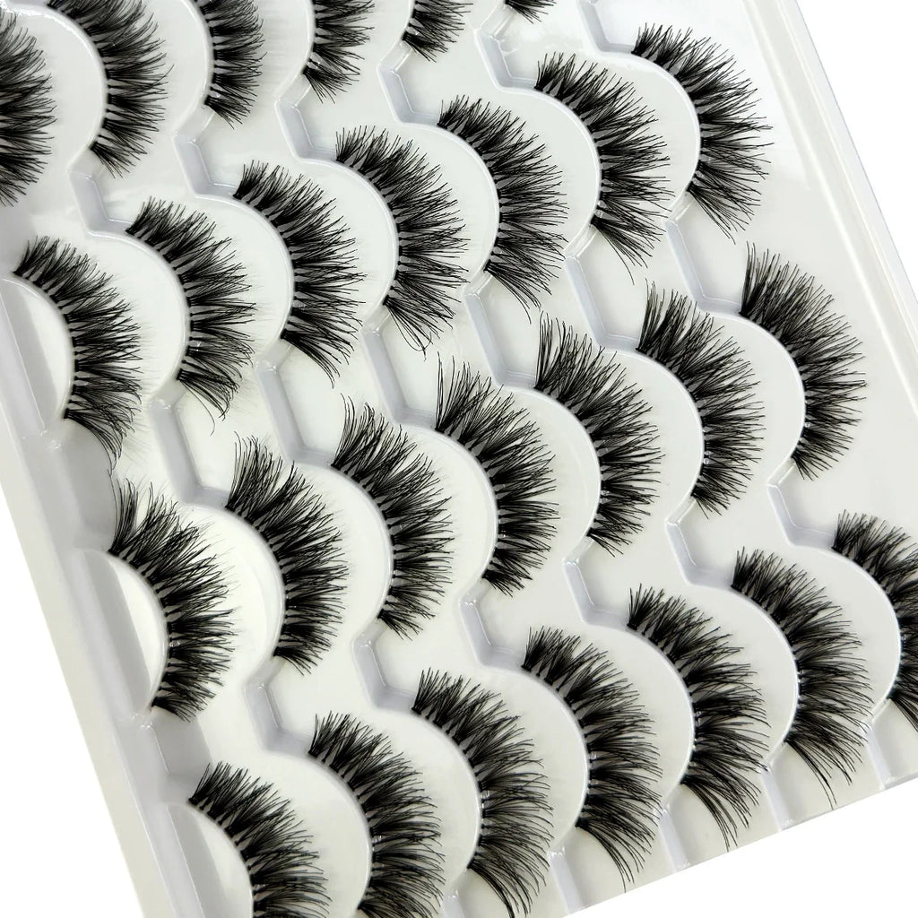 14 pair False Eyelashes  handmade Transparent Stem Soft Cross Natural Long Eye Lashes Daily Makeup Tools Art Thick Fake Eyelashe