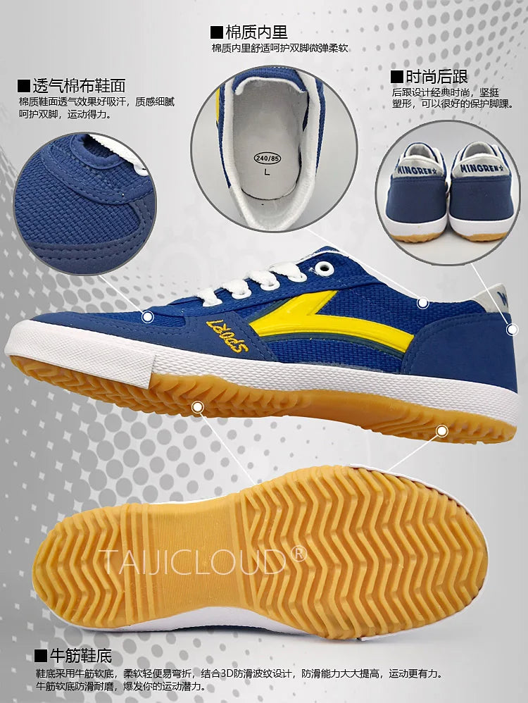 Table Tennis Shoes for Men and Women, Canvas Training Shoes, Cow Tendon Sole, Anti Slip