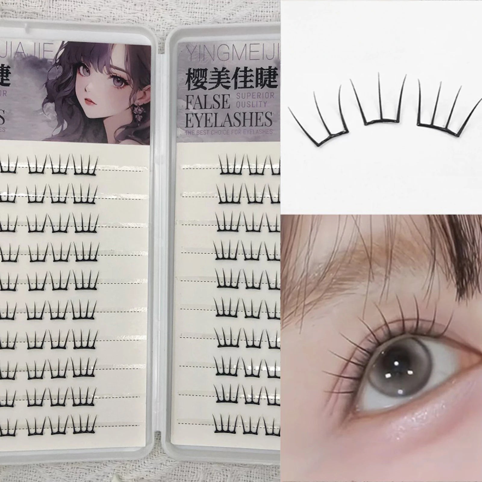 Glue-free Korean Style False Eyelashes Girl Group Fashion Eyelash Extension Natural Manga Segemented DIY Lashes Large Capacity
