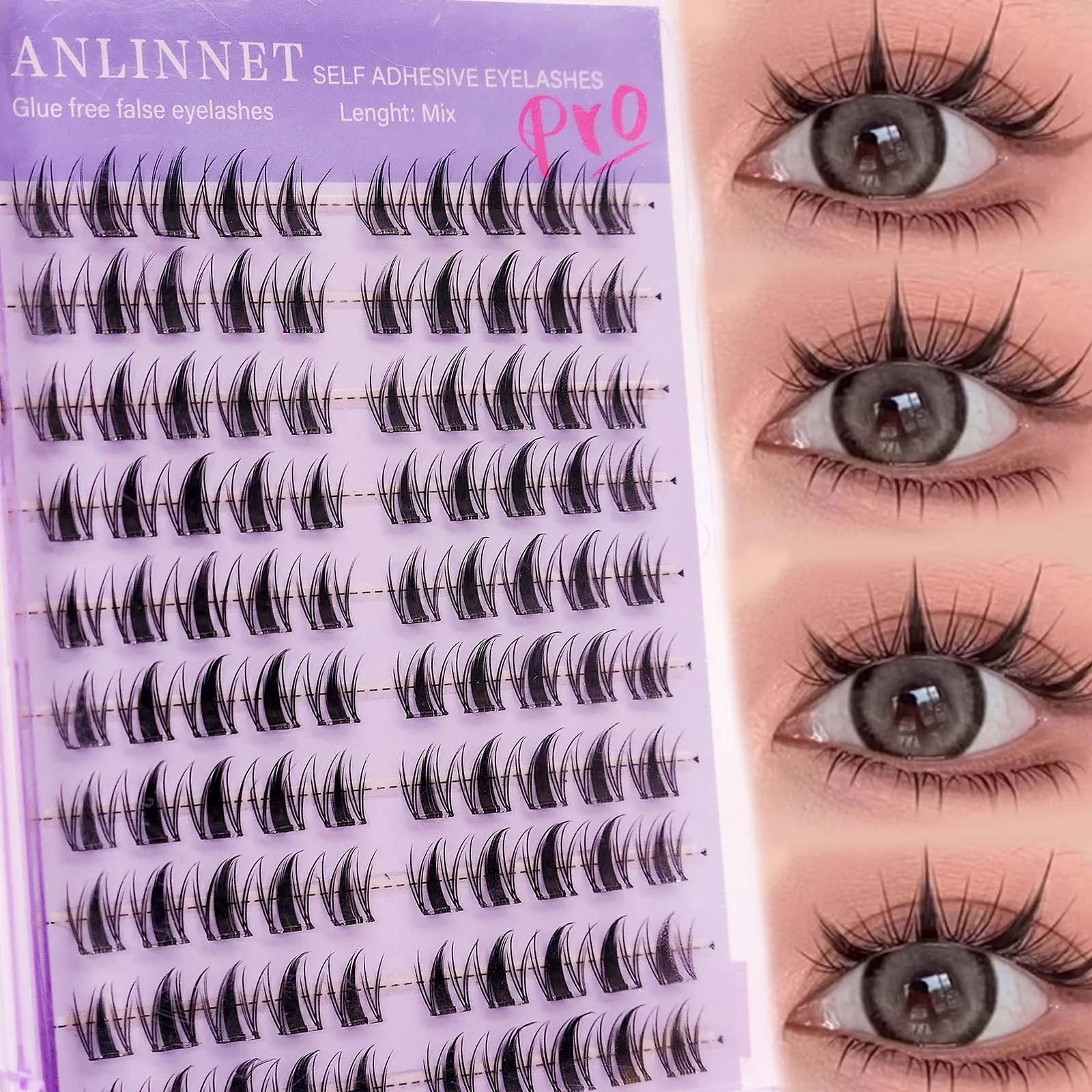Self Adhesive DIY Lashes 100-120 clusters Sunflower style self-adhesive false eyelashes 10-13mm Curl Eyelash extensions