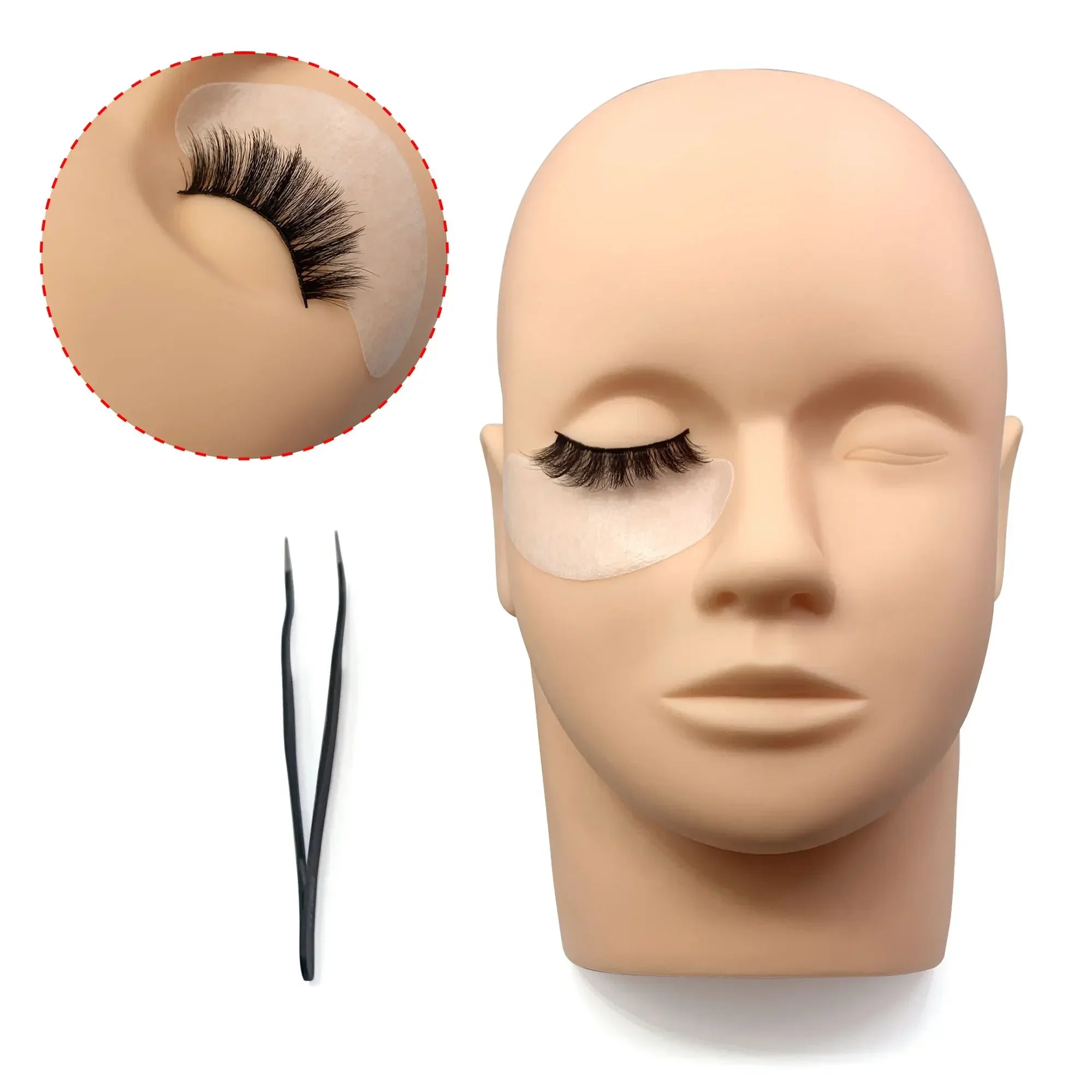 Eyelash Extension Training Head & Lashes Pack Makeup Practice Model Fake Mannequin Head Practicing Lashes Extensions Supplies