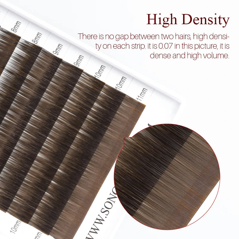 SONG LASHES  High Quality Straight Curvate Extensions False Eyebrow 12Lines Brown Color Eyebrow Extension