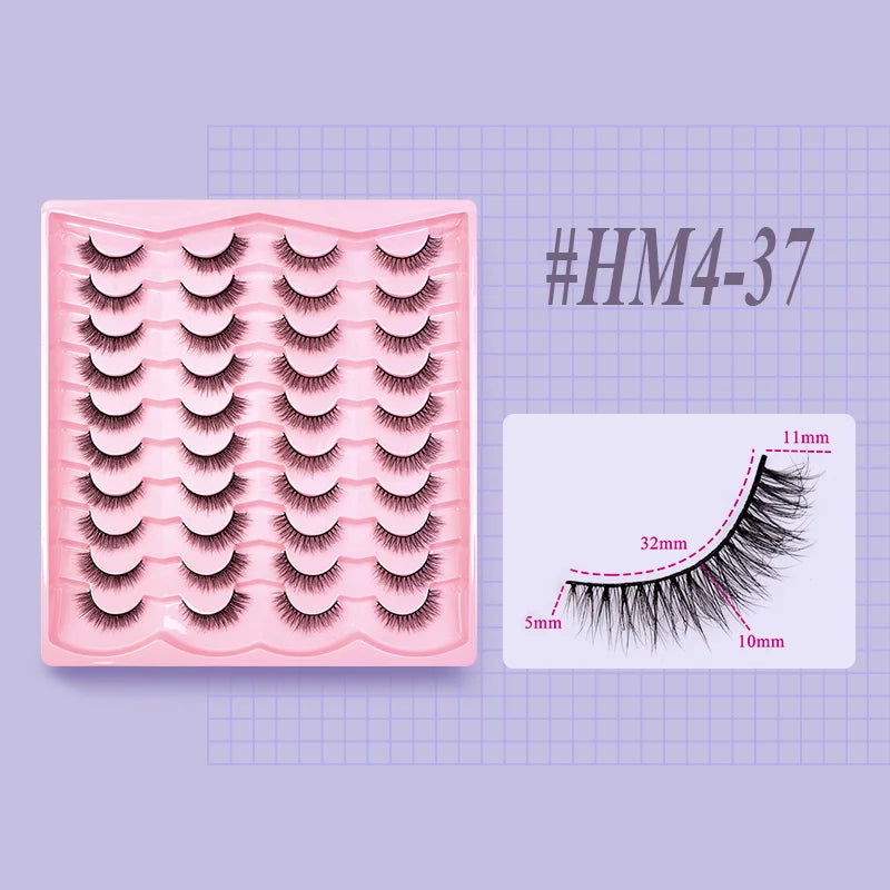 Lashes 20 Pairs 3D Faux Mink Eyelash Natural Look False Eyelashes Dramatic Volume Thick Lashes Extension Makeup For Women