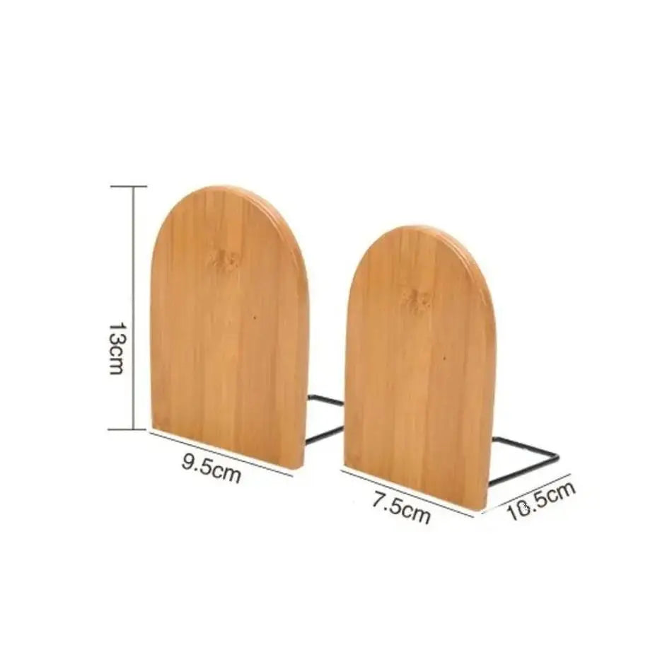 Desktop Bookend Holder Office School Supplies Accessory Stationery Bookends for Magazine Simple Style Wood Iron Book End Shelf